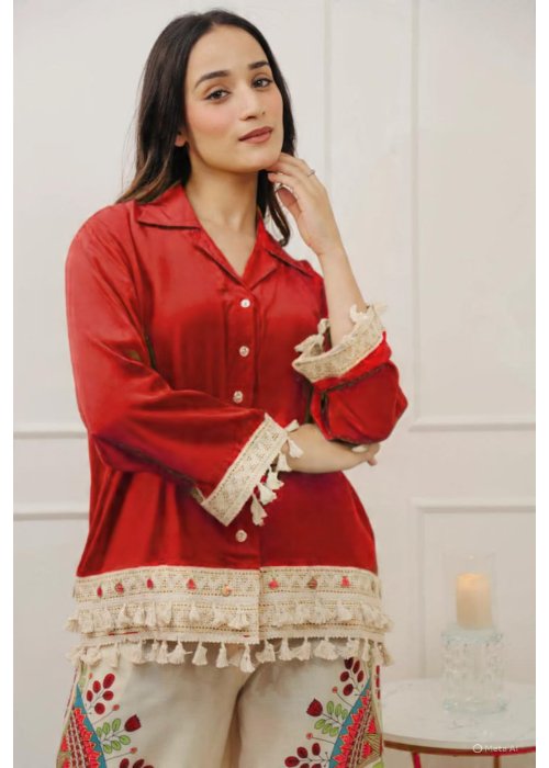 Coord Set with Lace Work