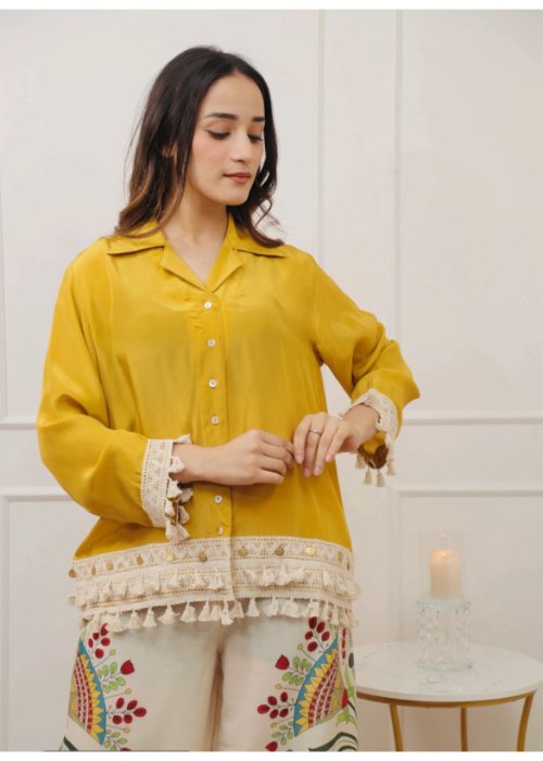 Cotton Coord Set with Lace Work