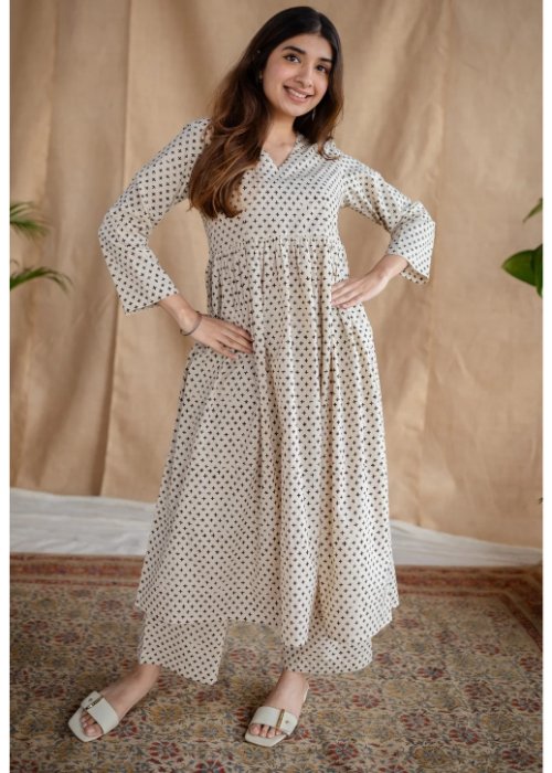 Printed Cotton Umbrella Style Co-Ord Set with Side Pockets