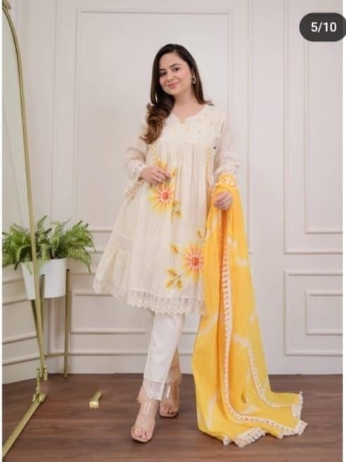 Cotton Shifli Party Wear Dress with Lahariya Dupatta