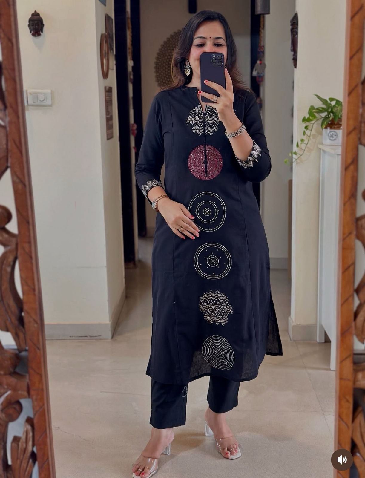 Blue Jaipuri Cotton A-Line Suit with Embroidered Dupatta