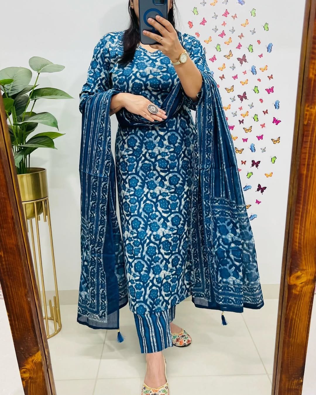 Printed Cotton Kurta Pant Dupatta Set