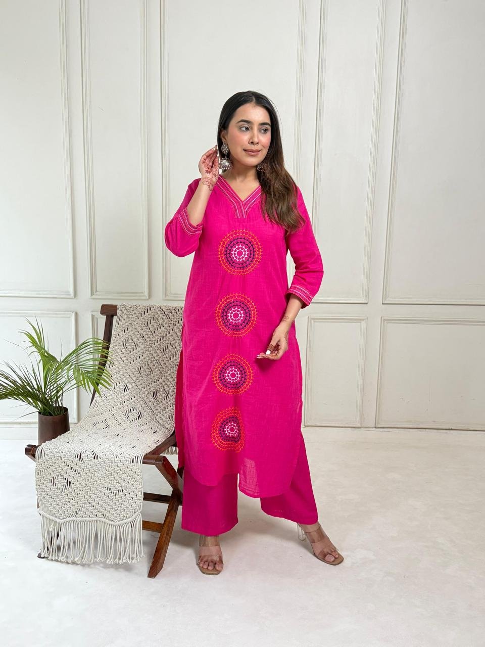 Ajrajh A-Line Cotton Kurti Set with Palazzo Pants