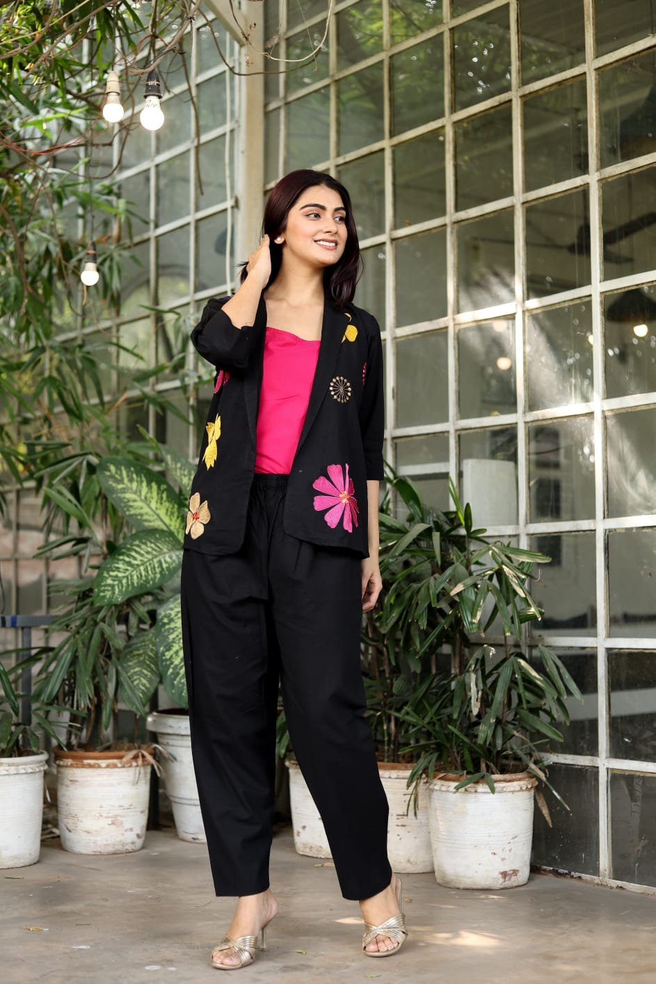 Vibrant Three-Piece Embroidered Cotton Ensemble