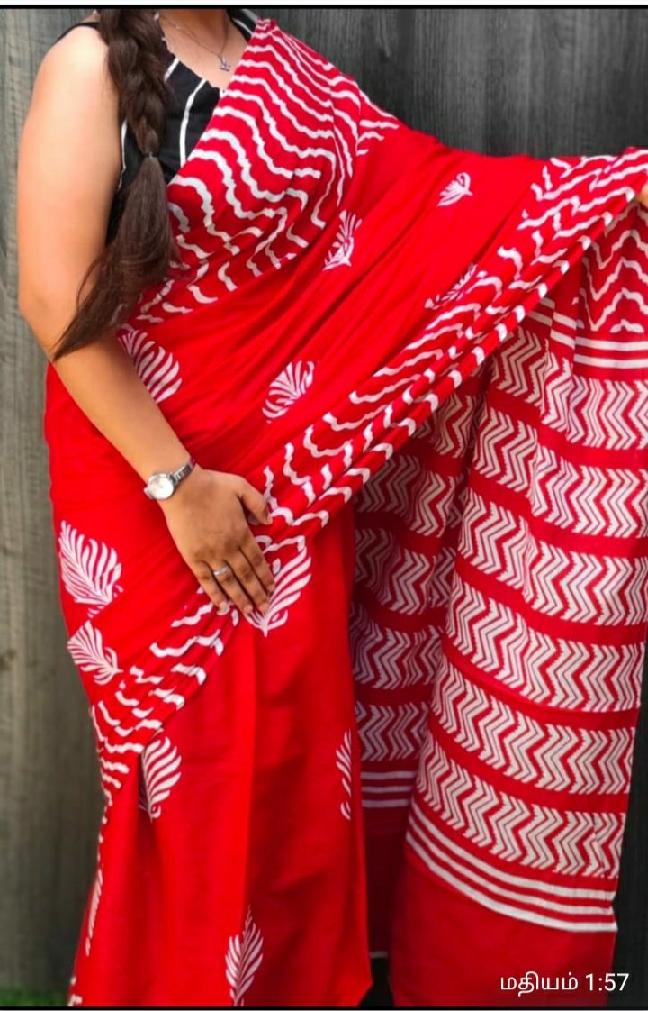 Bagru Block Printed Mulmul Cotton Saree