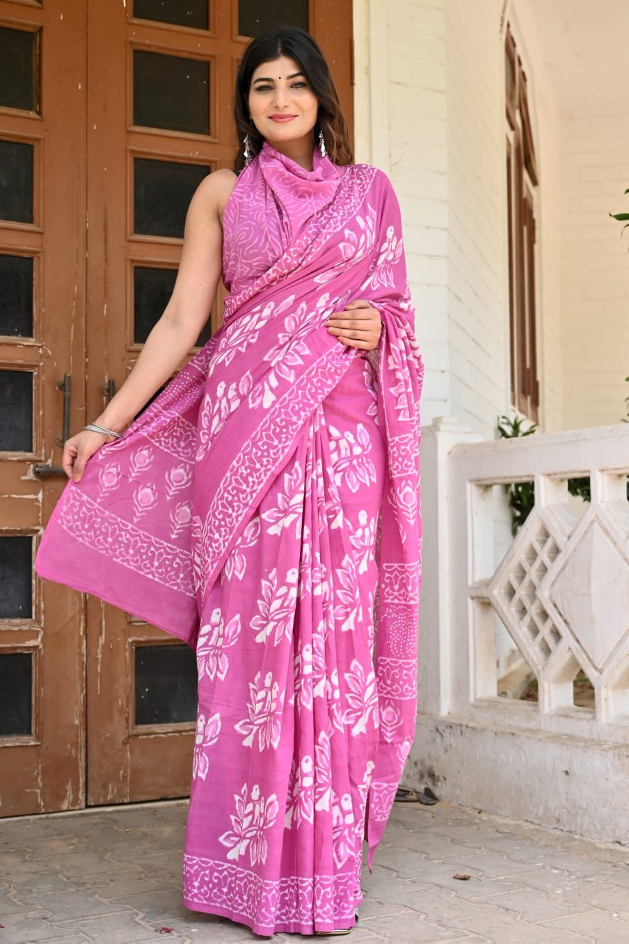 Bagru Block Printed Mulmul Cotton Saree