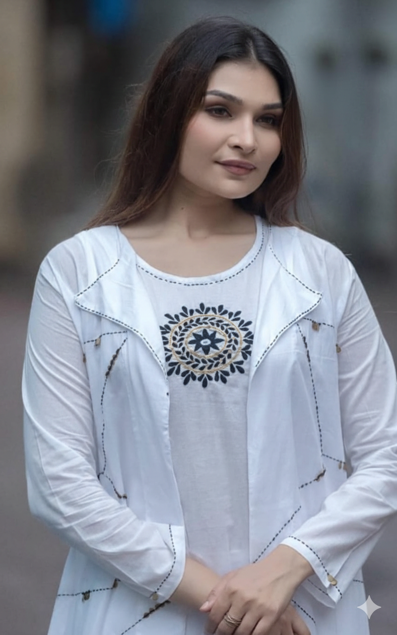 White Cotton 3-Piece Co-Ord Set