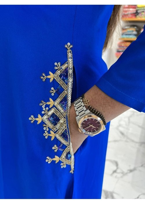 Blue Pure Cotton Kurti Palazzo Set