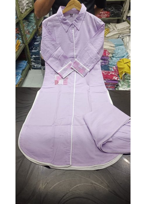 Embroidered Shirt-Style Co-Ord Set