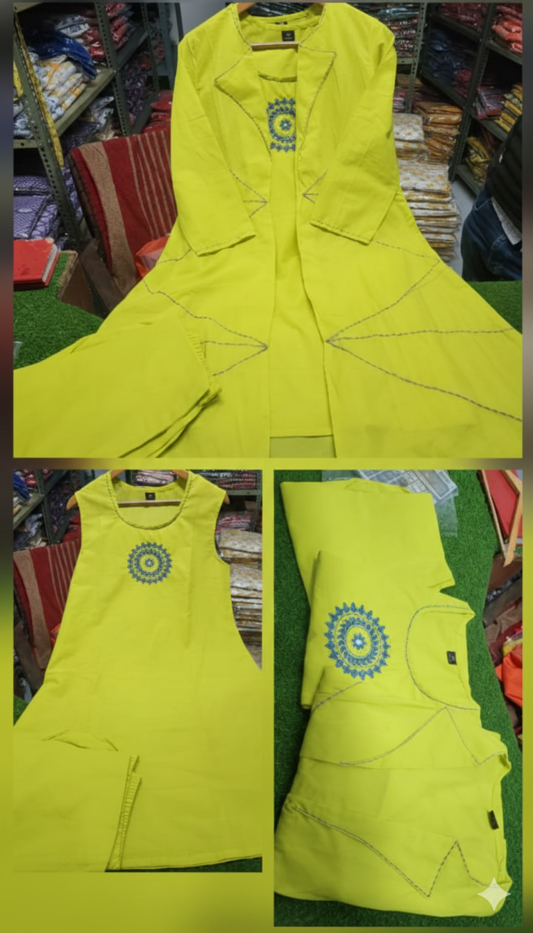 Yellow Cotton 3-Piece Co-Ord Set